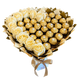 Prezent na 40 30 Urodziny lub Rocznicę Ślubu, Imeniny, Ślub, Wesele. Słodki bukiet w kształcie serca BEŻOWY I ZŁOTY z cukierkami Ferrero Rocher 30 szt i mydlanych r&oacute;ż 10 szt. bgs044 beżowy i złoty serce zdjęcie 5