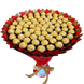 Prezent na 70 Urodziny lub Rocznicę Ślubu, Imeniny, Ślub, Wesele. Słodki Mega Bukiet ze słodyczy Ferrero Rocher (70 sztuk cukierk&oacute;w) bgs047 czerwony i złoty 70szt F33  zdjęcie 1