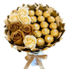 Słodki bukiet beżowy i złoty ze słodyczy Ferrero Rocher i 7 mydlanych r&oacute;ż (średnica 20 cm) bgs033 beżowy i złoty zdjęcie 5
