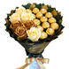 Słodki bukiet zielony i złoty ze słodyczy Ferrero Rocher i 7 mydlanych r&oacute;ż (średnica 20 cm) bgs033 zielony i złoty zdjęcie