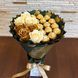 Słodki bukiet zielony i złoty ze słodyczy Ferrero Rocher i 7 mydlanych r&oacute;ż (średnica 20 cm) bgs033 zielony i złoty zdjęcie 8