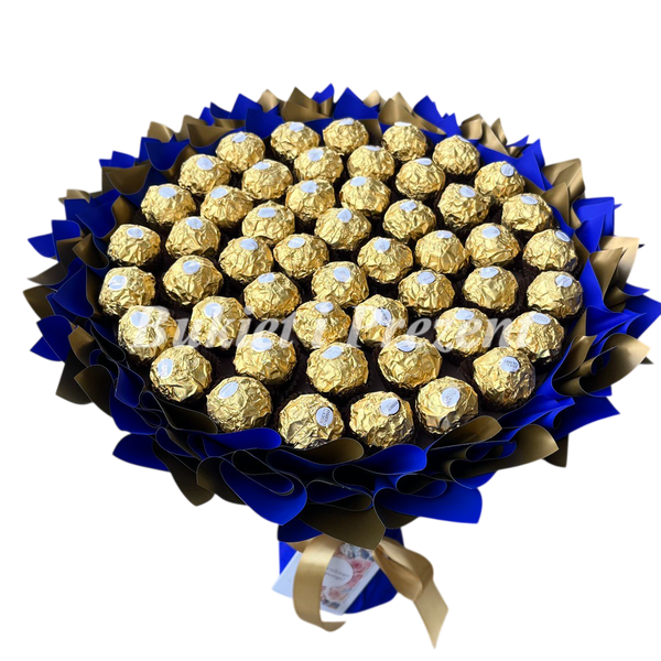 Подарок на 50-летие сладкий букет из конфет Ferrero Rocher (50 конфет) bgs043 niebieski F29 50 фото