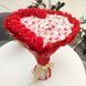 Солодкий букет у формі серця червоний з цукермами Raffaello 25шт та 10 шт мильних троянд Подарунок на 25 років bgs023 czerwony фото 3