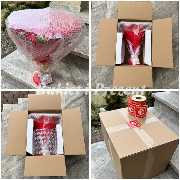 Prezent na 50 urodziny lub Rocznicę Ślubu, Imeniny, Ślub, Wesele. Słodki bukiet ze słodyczy Ferrero Rocher (50 sztuk cukierk&oacute;w) bgs043 czerwony F29 50 zdjęcie