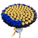 Zestaw prezentowy ze słodyczy Ferrero Rocher 70 szt i mydlane wieczne r&oacute;że 5 szt, granatowo-złoty bgs048 (70+5 / f33) granatowy zdjęcie
