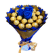 Подарочный набор из сладостей Ferrero Rocher 18 шт и мыльные вечные розы 3 шт, тёмно-сине-золотой bgs032 granatowy i złoty фото