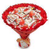 Słodki bukiet czerwony na urodziny ze slodyczy Kinder. Prezent Komunia (średnica 30 cm) bgs019 czerwony 10 zdjęcie