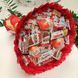Сладкий букет красный на день рождения со сладостями Kinder (диаметр 30 см) bgs019 czerwony 10 фото 4