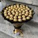 Prezent na 50 urodziny lub Rocznicę Ślubu, Imeniny, Ślub, Wesele. Słodki bukiet ze słodyczy Ferrero Rocher (50 sztuk cukierk&oacute;w) bgs043 (ф=29) (50 szt) czarny i złoty zdjęcie 2