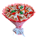 Słodki bukiet r&oacute;żowy na urodziny ze slodyczy Kinder. Prezent Komunia (średnica 30 cm) bgs019 r&oacute;żowy 34 zdjęcie