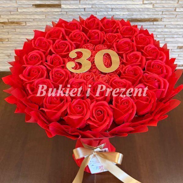 Bukiet z 30 mydlanych r&oacute;ż, czerwony &ndash; prezent na urodziny, zdjęcie 6
