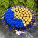 Солодкий їстівний букет синьо-золотий Ferrero Rocher 40 шт та мильних троянд Подарунок на 40 років bgs024 niebieskie r&oacute;że фото 5