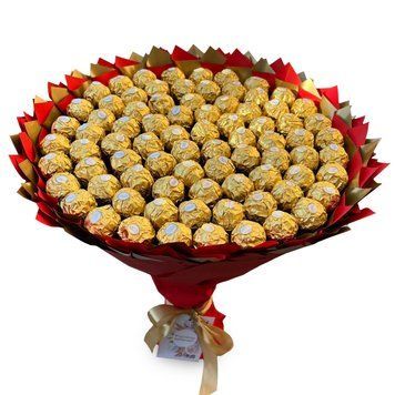 Подарочный набор &ndash; букет из сладостей Ferrero Rocher 90 шт, красно-золотой bgs045 czerwony F37 90 фото