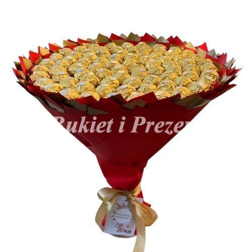 Подарочный набор &ndash; букет из сладостей Ferrero Rocher 90 шт, красно-золотой bgs045 czerwony F37 90 фото