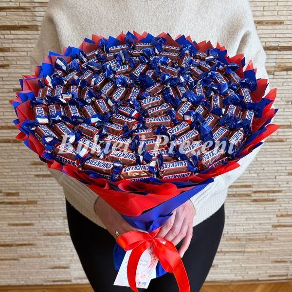 BUKIET SNICKERS (średnica 30 cm) PREZENT NA MIKOŁAJA DLA DZIECI SŁODKI PREZENTY NA MIKOŁAJKI DLA DZIECKA snickers f29 zdjęcie