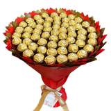 Подарунок на 60-річний ювілей солодкий букет з цукерок Ferrero RocherRaffaello (60 цукерок)  bgs054 (60 szt / f30) czerwony i złoty фото