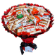 Słodki bukiet czerwony i czarny na urodziny ze slodyczy Kinder. Prezent Komunia (średnica 30 cm) bgs019 czerwony i czarny zdjęcie